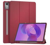 EasyAcc - Funda para Lenovo Idea Tab Pro 12.7 pulgadas 2025 con soporte para lápiz TB-373FU TB-375FC, ultradelgada con función de soporte, funda protectora de PU de cuero (color vino)