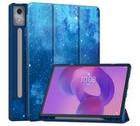 EasyAcc Funda para Lenovo Idea Tab Pro 12.7 pulgadas 2025 con soporte para lápiz TB-373FU TB-375FC, ultradelgada con función de soporte, funda protectora de PU de cuero (patrón de estrellas azules)
