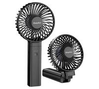 EasyAcc Ventilador de Mano Portátil USB,Ventiladores Silencioso Recargable con 13 H de Uso, 4 Velocidades Ajustables, 180 ° Plegable, Potente para Hogar, Oficina y Viajes, Negro