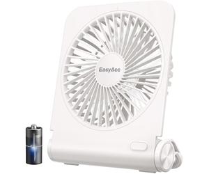 EasyAcc Ventilador de Mesa Pequeño, Mini Ventilador Silencioso USB Recargable 4000mAh con 4 Velocidades, 220° Plegable Portátil Viento Fuerte para Oficina, Camping y Viajes,Blanco