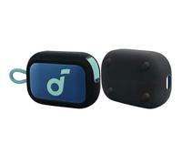 easyBee Funda compatible con altavoz Soundcore Select 4 Go Bluetooth con llavero, silicona líquida suave, ultrafina, a prueba de golpes, color negro