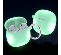 easyBee Funda compatible con auriculares Skullcandy Rail Ear Bluetooth con llavero, silicona líquida suave, ultrafina, a prueba de golpes, color verde fluorescente