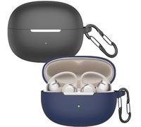easyBee - Funda compatible con SHOKZ OpenDots ONE, funda de carga de auriculares Bluetooth de oreja abierta con 2 llaveros, silicona líquida suave, ultrafina, a prueba de golpes, color negro y azul