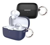 easyBee - Juego de 2 fundas compatibles con Soundcore C50i Bluetooth para auriculares con 2 llaveros, silicona líquida suave, ultrafina, a prueba de golpes, color negro y azul