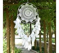 EasyBravo Grande Boemia arcobaleno acchiappasogni con Pluma Blanca Macrame parete appeso decorazioni 40cm Círculo 115cm Largo