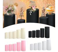 EasyByMall 5 fundas elásticas de poliéster para pedestal para decoración de bodas, fiestas, 5 tamaños S-XXL, resistentes a las arrugas