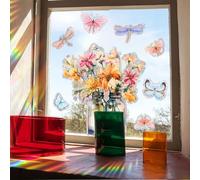 EasyByMall Adhesivo de pared con diseño de margaritas florales para efecto arco iris, calcomanía de flores de PVC vibrante para decoración de dormitorio, sala de estar, fácil de aplicar y quitar, 30 x