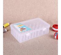 EasyByMall Caja de almacenamiento de plástico transparente para bobinas e hilos, organizador de 42 ranuras con doble bloqueo para clasificación de carretes, contenedor de polipropileno transparente