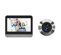 EasyByMall Cámara digital de mirilla para puerta con monitor a color de 4.3 pulgadas, visión nocturna HD 1080P, sensor de movimiento PIR, visión remota WiFi para seguridad del hogar