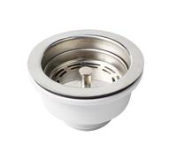EasyByMall Colador de fregadero de acero inoxidable de 90 mm, cesta de brida para desagüe de cocina, se adapta a apertura de 70-80 mm