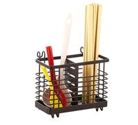 EasyByMall Estante de drenaje de acero al carbono para cubiertos de cocina con parte inferior extraíble y gancho para colgar, organizador de utensilios a prueba de óxido para encimera o montaje en