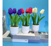 EasyByMall Flores artificiales en maceta, plantas falsas realistas en maceta con flores de PVC suave para decoración del hogar, escritorio de oficina, 23 cm