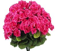 EasyByMall Geranios artificiales de flores de seda de 14 pulgadas, 3 paquetes de plantas falsas realistas para decoración de interiores y exteriores, cestas colgantes resistentes a los rayos UV