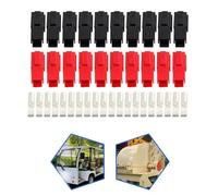 EasyByMall Juego de 10 pares de conectores de alimentación de desconexión rápida 15A/45A 600V cobre chapado en plata para maquinaria de carretilla elevadora solar EV, rojo y negro