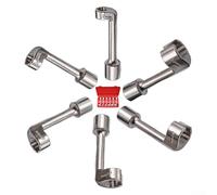 EasyByMall Juego de 6 llaves de vaso de línea de combustible diésel para automóviles con anillos abiertos de 12 mm a 19 mm