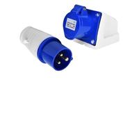 EasyByMall Juego de enchufes industriales de 16 A, 3 pines, 220-250 V, IP44, impermeable, para montaje en pared, con núcleos de latón para caravanas, autocaravanas, obras de construcción