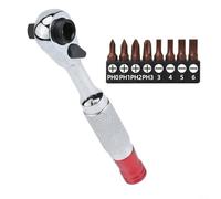 EasyByMall Juego de llaves de trinquete de 1/4 pulgadas con 8 puntas para tornillo hexagonal Torx - Kit de llave reversible para taller de mantenimiento de automóviles, diseño pequeño profesional