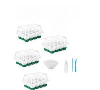 EasyByMall Kit de bandeja de inicio de silicona con cúpula de humedad y botella pulverizadora, macetas flexibles de 12 celdas para jardinería de hierbas suculentas, color verde