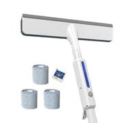 EasyByMall Limpiador profesional de vidrio de doble cara con poste extensible, almohadillas de microfibra de 30 cm, barra telescópica de 1,45 m para uso en interiores y exteriores