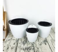 EasyByMall Maceta de pared con absorción automática de agua, plástico vertical para interior, oficina, hogar, jardín, color blanco