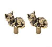 EasyByMall Manija de armario de animales, manija de puerta de latón para dormitorio de niños, manija de gato, manija de puerta de armario, 2 piezas para sala de juegos, guardería (B)