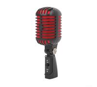 EasyByMall Micrófono dinámico de karaoke para cantar, micrófono inalámbrico de mano de metal vintage compatible con canto de karaoke, rendimiento en escenario (negro)