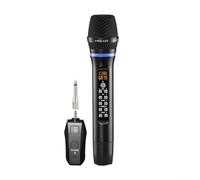 EasyByMall Micrófono inalámbrico de mano, micrófono recargable de doble canal, tecnología inalámbrica UHF, rango de 30 m, para karaoke, canto, DJ (paquete de 1)