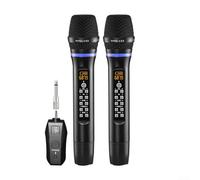 EasyByMall Micrófono inalámbrico de mano, micrófono recargable de doble canal, tecnología inalámbrica UHF, rango de 30 m, para karaoke, canto, DJ (2 paquetes)