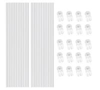 EasyByMall Paquete de 20 estacas acrílicas para plantas con clips, estacas transparentes de soporte de jardín para plantas en maceta, orquídeas, tomates y flores, 40 cm o 45 cm