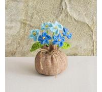 EasyByMall Planta de flores secas tejidas a mano, decoración floral artificial Forget Me Not para estante de escritorio del hogar, natural de larga duración para profesores y amigos