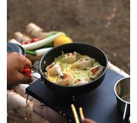 EasyByMall Sartén de aluminio antiadherente para camping, plegable, ligera, antiquemaduras, para 2-3 personas, al aire libre, senderismo, mochileros
