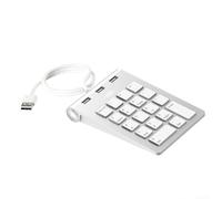 EasyByMall Teclado con cable USB de diseño compacto con un práctico concentrador de 3 puertos y un eficiente teclado numérico dedicado para profesionales