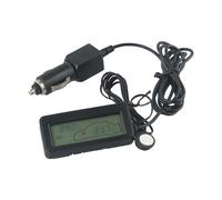 EasyByMall Termómetro digital para coche con pantalla LCD, sensor de temperatura dual de 12 V para monitoreo interior y exterior del vehículo, funda negra
