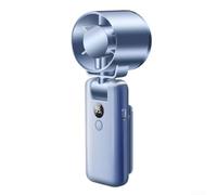 EasyByMall Ventilador portátil de mano de carga USB con pantalla digital para escritorio y uso de viaje (azul)