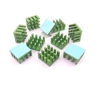 Easycarga 10pcs 14mm Verde Aluminio Disipador de calor 14x14x8mm + Pre aplicación 3M 8810 Termo Conductivo Cinta Adhesiva para refrigeración GPU Chips VRAM VGA RAM (14mmx14mmx8mm)