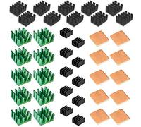 Easycarga - Kit de disipador de calor de aluminio + cobre + cinta adhesiva térmica conductor 3M 8810 para refrigerador Raspberry Pi，3, Pi2, PiPipi, modelo B+ verde Green (30pcs)