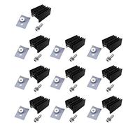 Easycargo 10pcs TO-220 disipador calor completo Kit, TO-220 disipador calor Set incluye Negro Anodizado Aluminio TO-220 disipador aislador corte + tornillo + arandela + casquillos y goma silicona