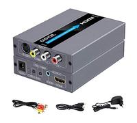 EASYCEL RCA S-Video a HDMI, RCA compuesto CVBS AV o S-Video + R/L Entrada de audio a salida HDMI convertidor de lujo admite 720P / 1080P interruptor de salida para N64, PS2, Wii, DVD