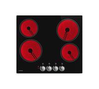 Easycook 60cm Placa Vitrocerámica 4 Fuegos Negro