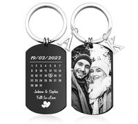 Easycosy Llaveros Personalizados con Foto y Texto, Llavero Personalizado de Doble Cara con Grabado Láser para Regalos de Hombre, Papá, Novio