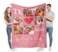 Easycosy Regalos Dia del Padre, Manta Personalizada con Foto y Texto, Manta A Cuadros Personalizada, Idea de Regalo San Valentin para Parejas, Manta de Franela Ultra Suave, Regalo para Él y Ella