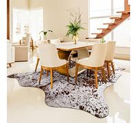 Easycozy Alfombra grande de piel de vaca sintética con estampado de vaca, 5.2 x 6.3 pies, alfombra elástica gruesa para dormitorio, sala de estar, oficina en casa, decoración occidental