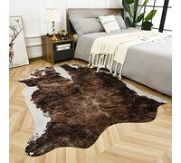 Easycozy Alfombra de piel de vaca sintética grande con estampado de vaca de 4.6 x 5.2 pies, alfombra de piel de vaca elástica gruesa para dormitorio, sala de estar, hogar, oficina, decoración