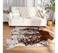 Easycozy Alfombra grande de piel de vaca sintética con estampado de vaca, 6.3 x 7 pies, elástica gruesa para dormitorio, sala de estar, oficina en casa, decoración occidental