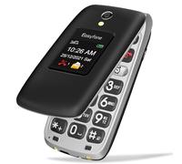 Easyfone Prime-A1 Pro 4G gsm Teléfono Móvil para Mayores con Tapa y Teclas Grandes, Telefono Fácil de Usar para Ancianos con Botón SOS y Base de Carga (Negro)