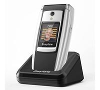 Easyfone T300 4G Teléfono Móvil para Mayores con Tapa y Teclas Grandes, Audífonos Compatibles, Botón SOS, Cámara de 2.0MP, Telefono Fácil de Usar para Ancianos con Base de Carga (Negro)