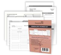 EASYGENIE Kit de historias de genealogía: hojas de trabajo, gráficos y formularios para preservar la historia familiar y la ascendencia (30 hojas)