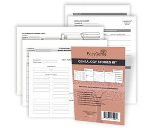 EASYGENIE Kit de historias de genealogía: hojas de trabajo, gráficos y formularios para preservar la historia familiar y la ascendencia (30 hojas)
