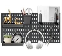 Easyhomie Kit de combinación de tablero de clavijas pequeño con 2 azulejos de 30 x 30 cm + 10 accesorios para almacenamiento de habitación, organización y decoración, combinación gratuita y fácil de