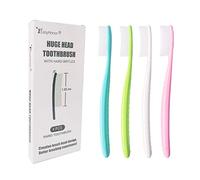 EasyHonor Cepillo de dientes de cabeza enorme, cepillo de dientes grande, cepillo de dientes de cabeza gigante, cerdas duras y firmes sin BPA para un cuidado dental adecuado, paquete de 4 con cerdas duras blancas.